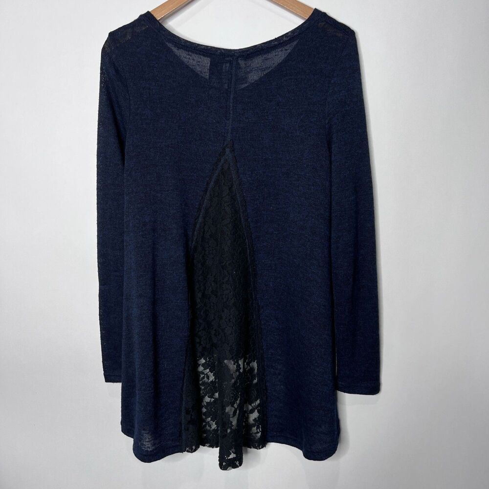 Harley Davidson Long Sleeve Top Lace Flowy Navy Blue Gems Women's M - Picture 7 of 10